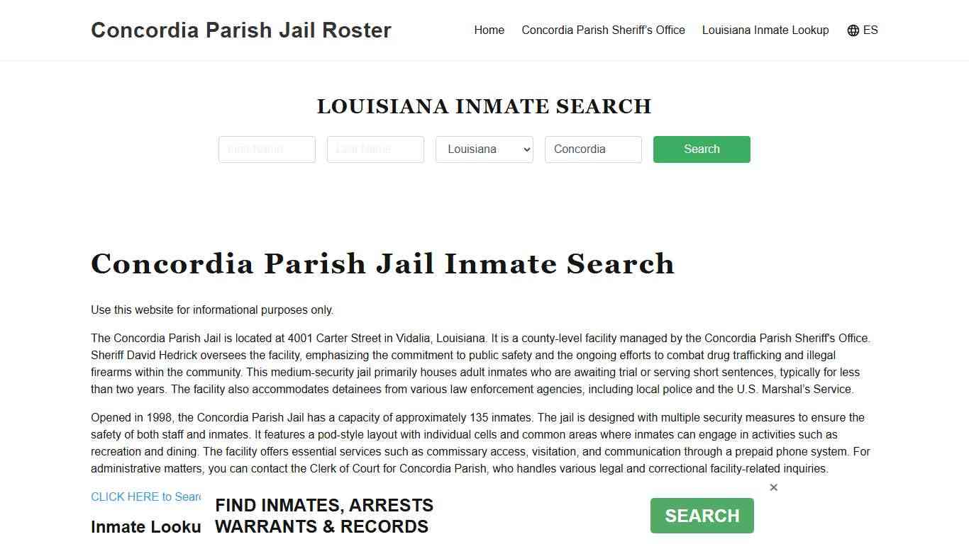 Concordia Parish Jail Roster Lookup, LA, Inmate Search